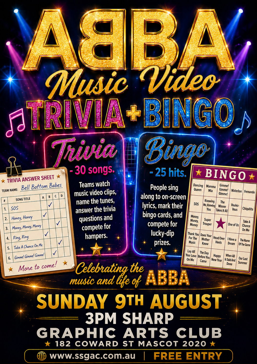 ABBA Music Video Trivia & Bingo